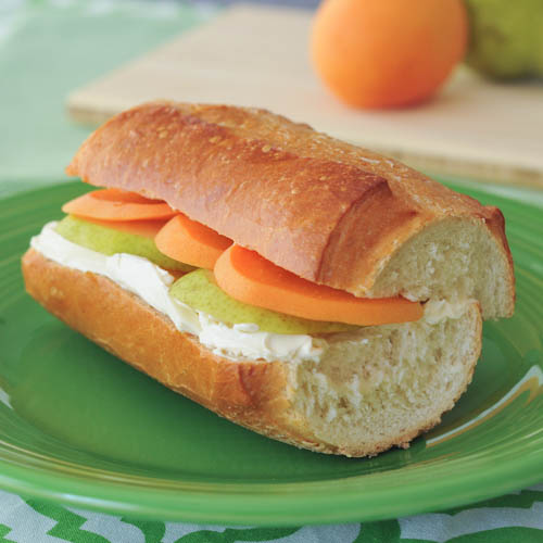 apricot, pear and brie sandwich