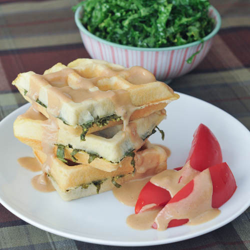 tahini kale waffles